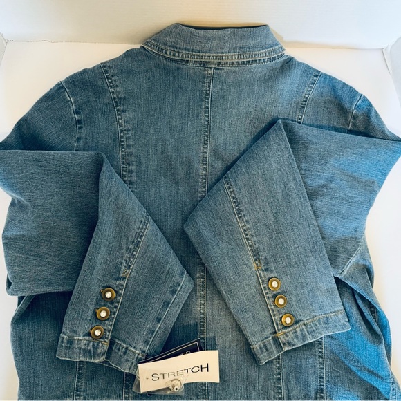 Authentic CCI Blues Woman's Jean Jacket Stretch Light Blue Denim Size 1X Pockets - Picture 5 of 16